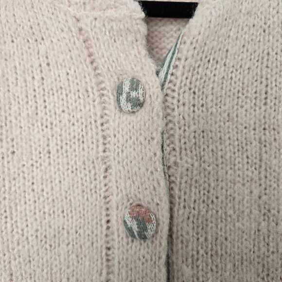 Easel Cropped Sweater Women's‎ Small Long Sleeve Crew Button Front Cardigan - Picture 3 of 8